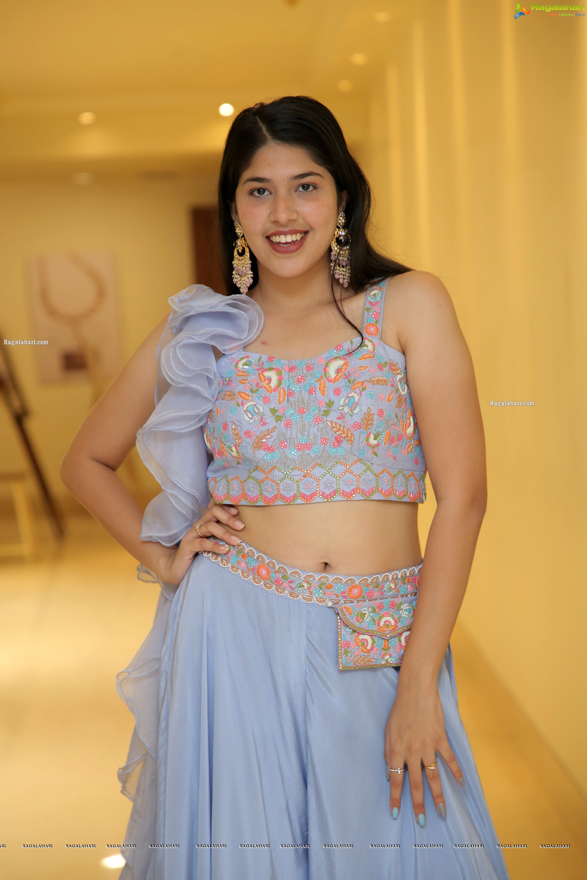 Bhawna Mishra in Sky Blue Designer Lehenga, HD Photo Gallery