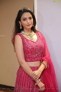 Harshini Balla in Red Designer Lehenga Choli