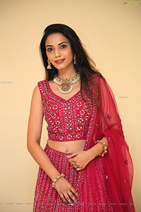 Harshini Balla in Red Designer Lehenga Choli