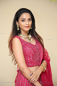 Harshini Balla in Red Designer Lehenga Choli