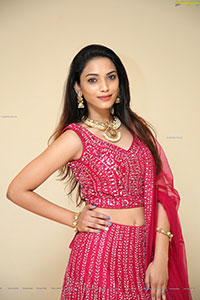 Harshini Balla in Red Designer Lehenga Choli