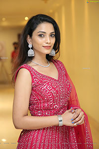 Harshini Balla in Red Designer Lehenga Choli