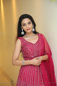 Harshini Balla in Red Designer Lehenga Choli