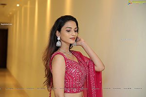 Harshini Balla in Red Designer Lehenga Choli