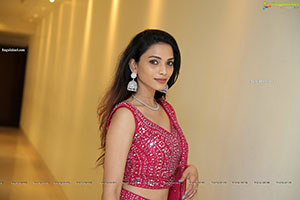 Harshini Balla in Red Designer Lehenga Choli