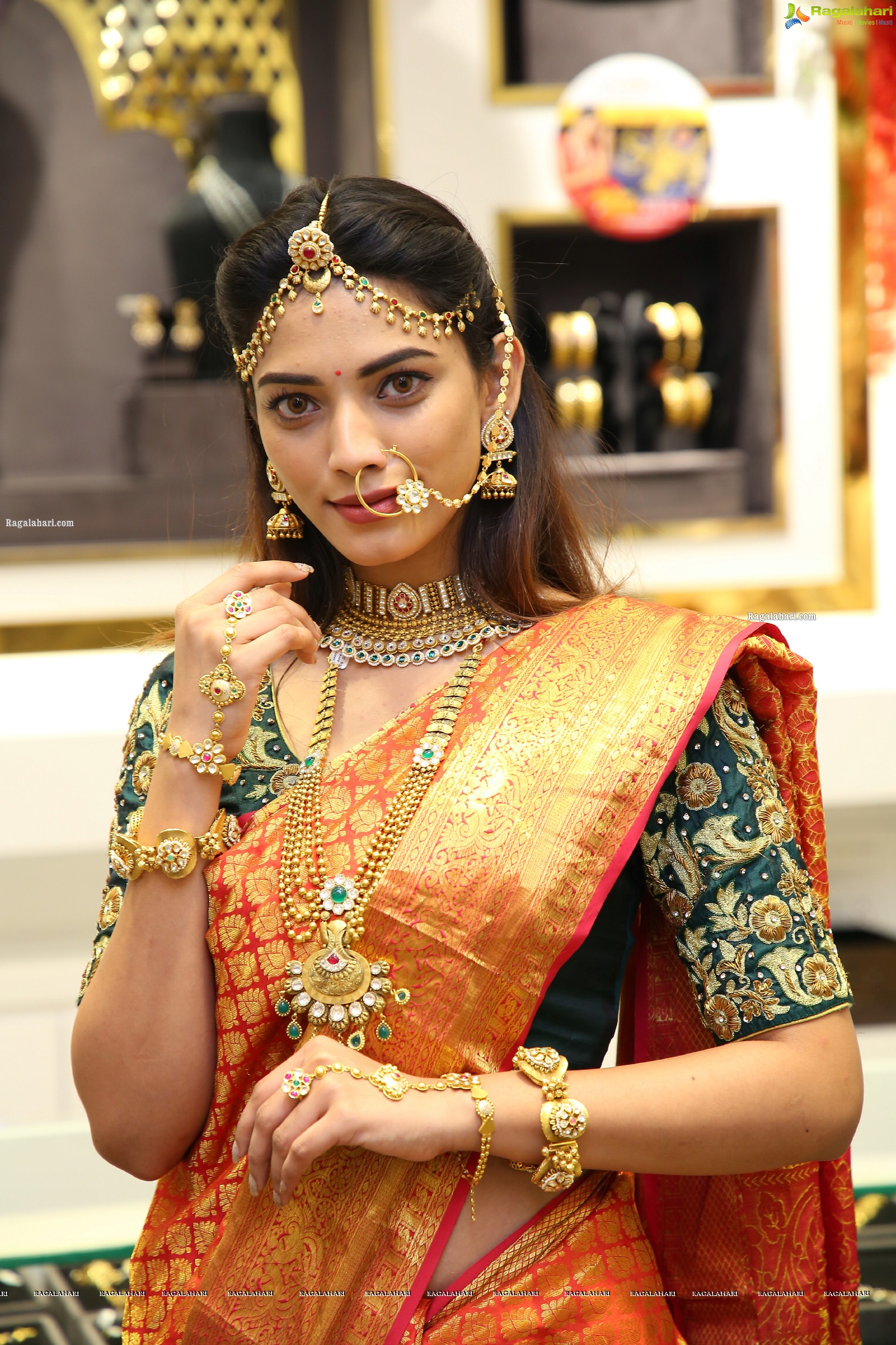 Harshini Balla in Traditional Red Saree and Jewellery, HD Photo Gallery