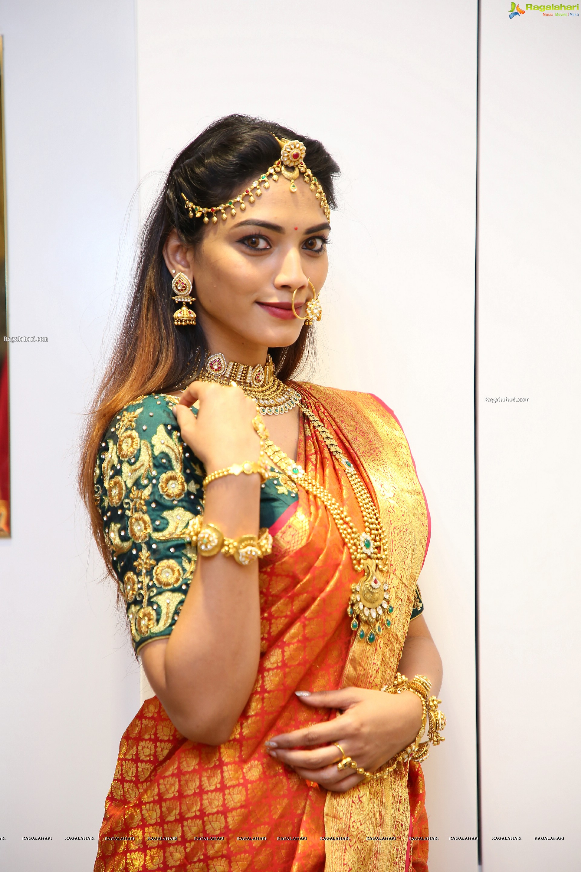 Harshini Balla in Traditional Red Saree and Jewellery, HD Photo Gallery