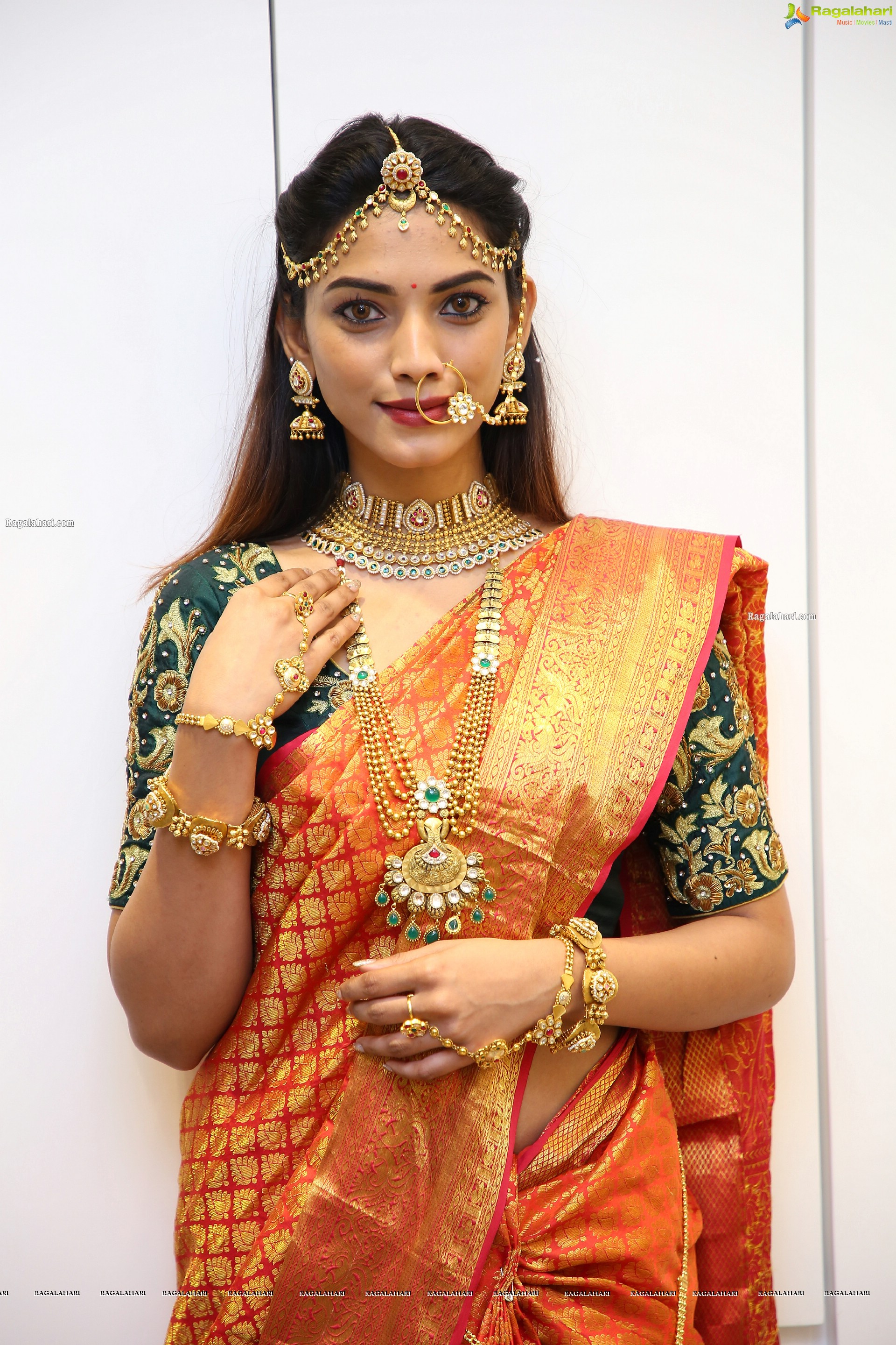 Harshini Balla in Traditional Red Saree and Jewellery, HD Photo Gallery