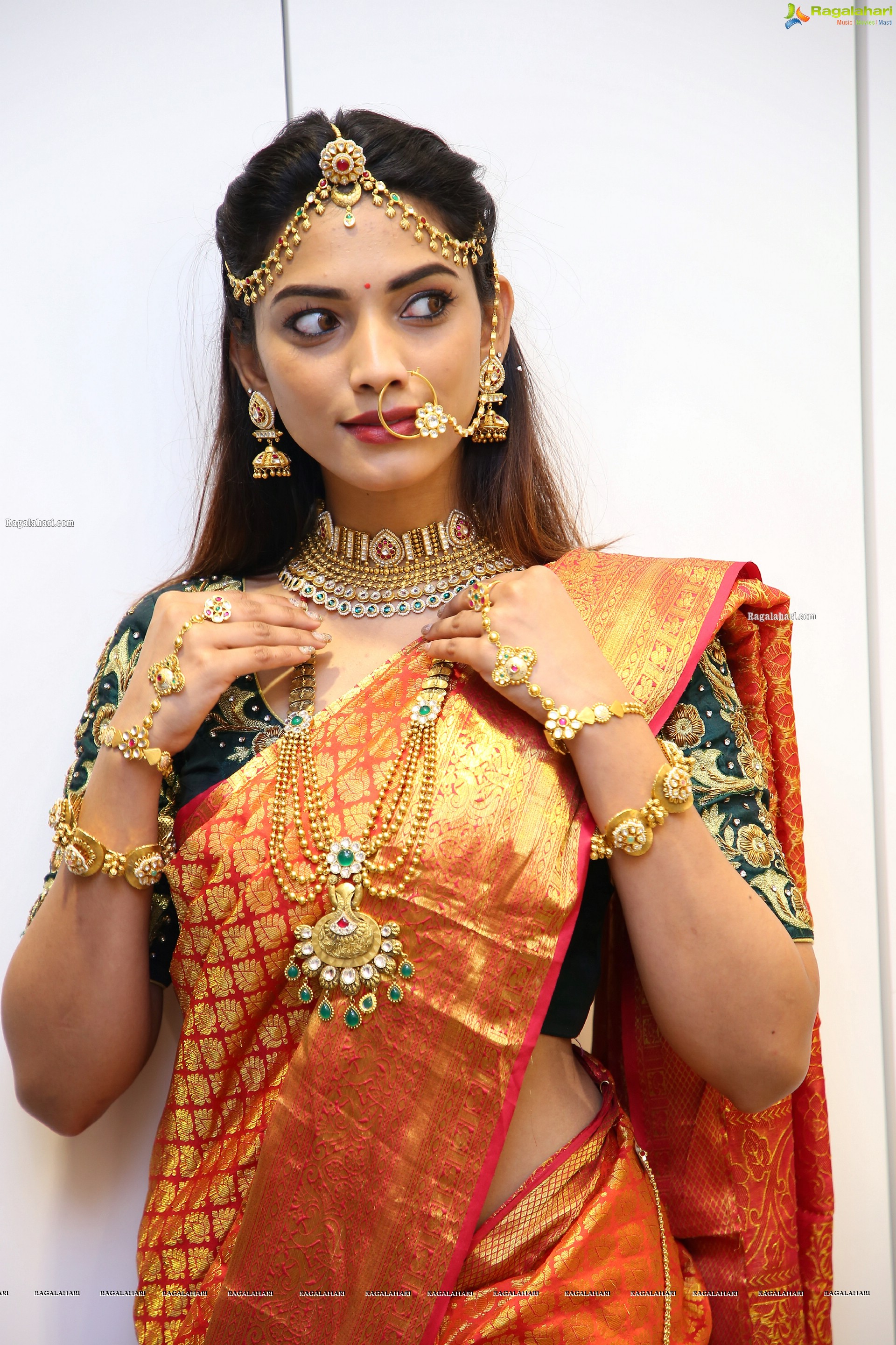 Harshini Balla in Traditional Red Saree and Jewellery, HD Photo Gallery