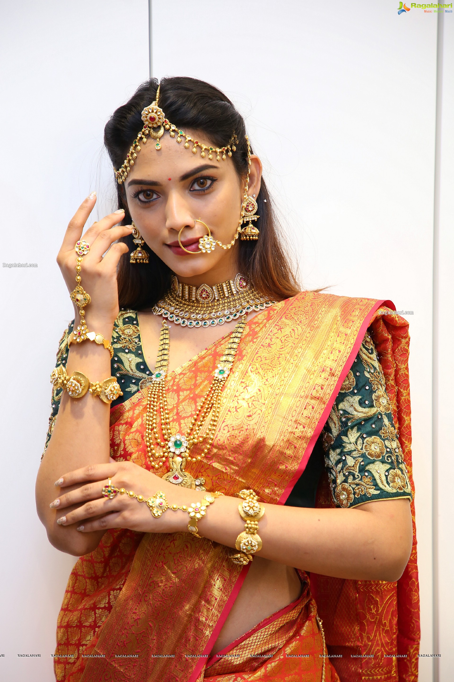 Harshini Balla in Traditional Red Saree and Jewellery, HD Photo Gallery