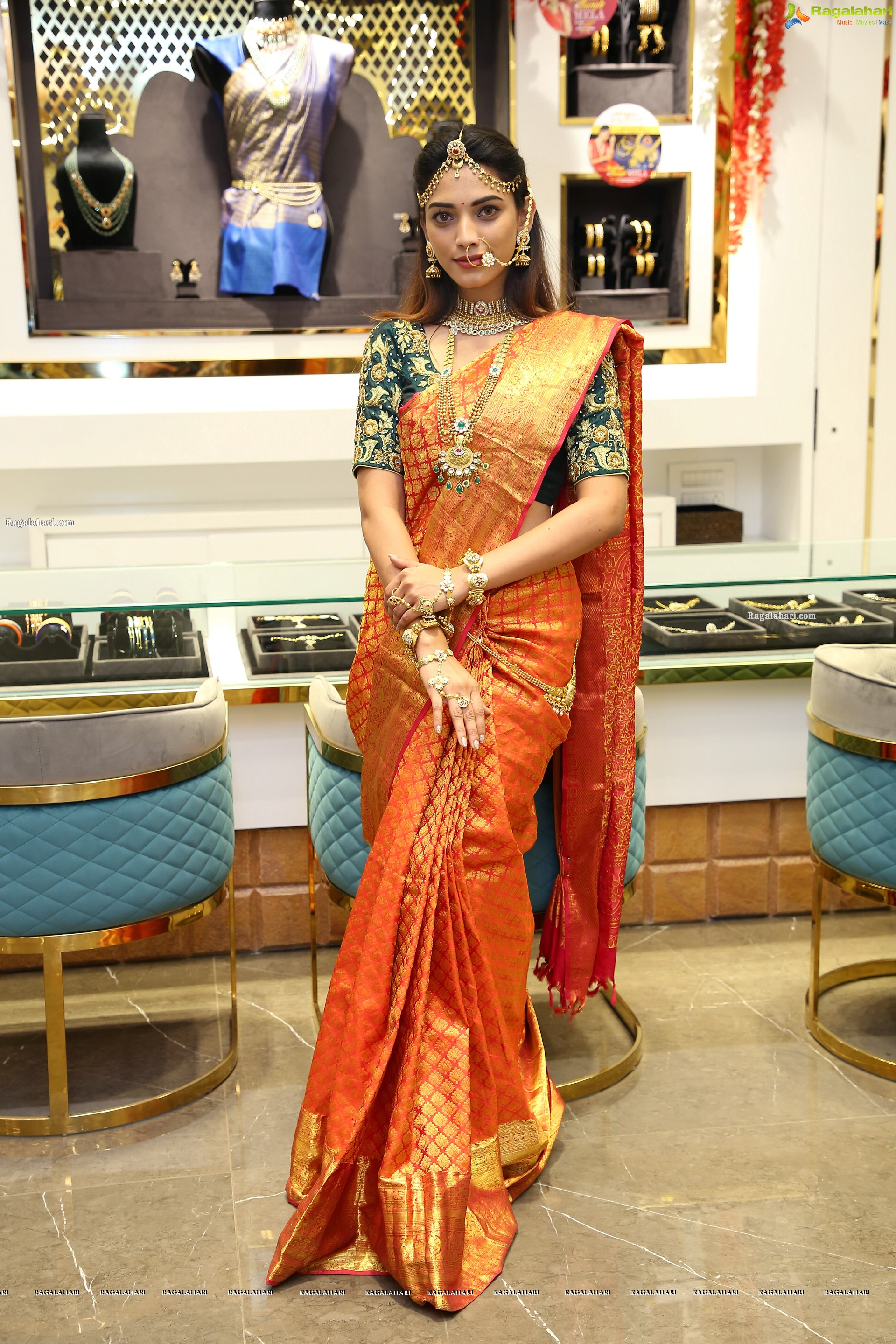 Harshini Balla in Traditional Red Saree and Jewellery, HD Photo Gallery