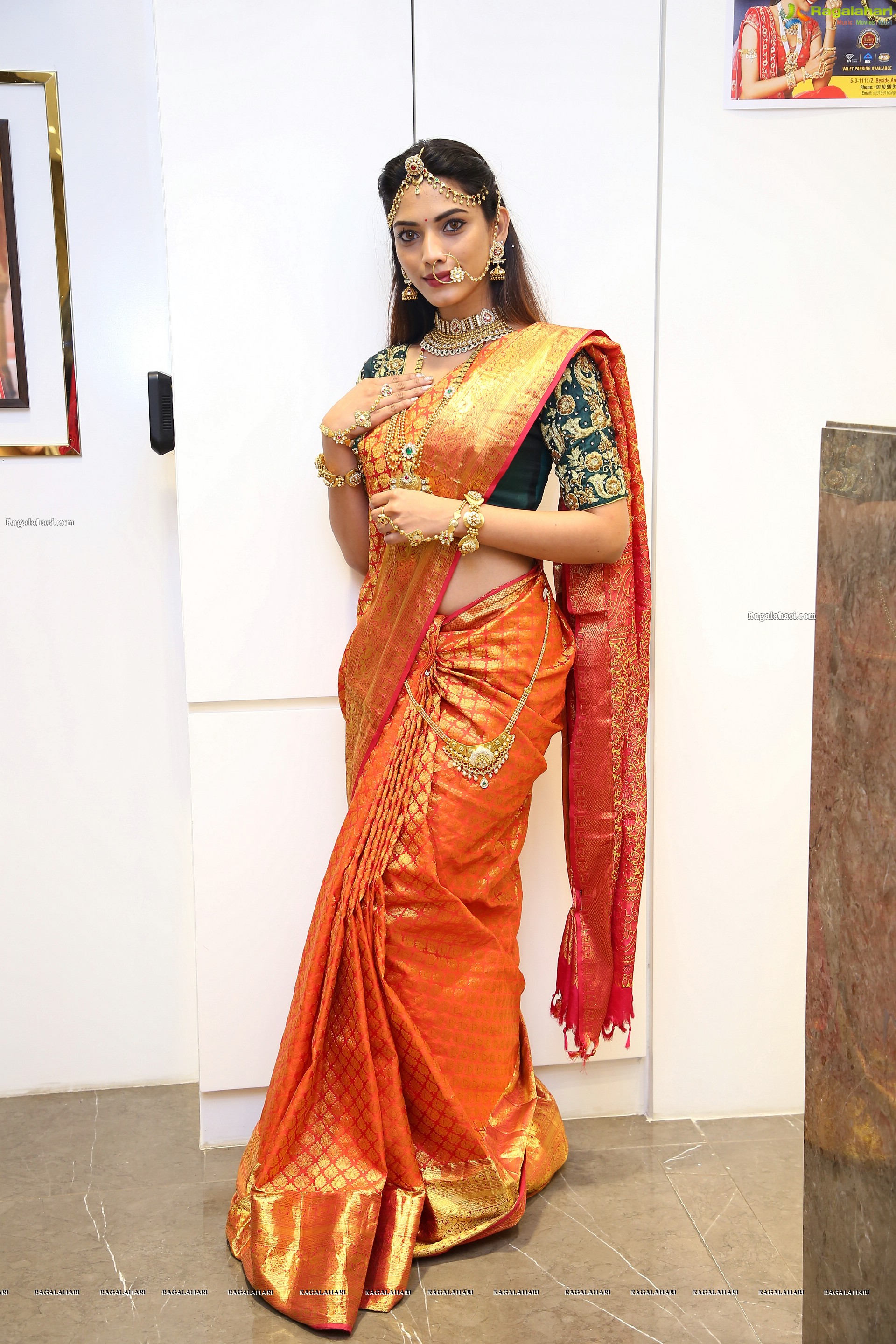 Harshini Balla in Traditional Red Saree and Jewellery, HD Photo Gallery