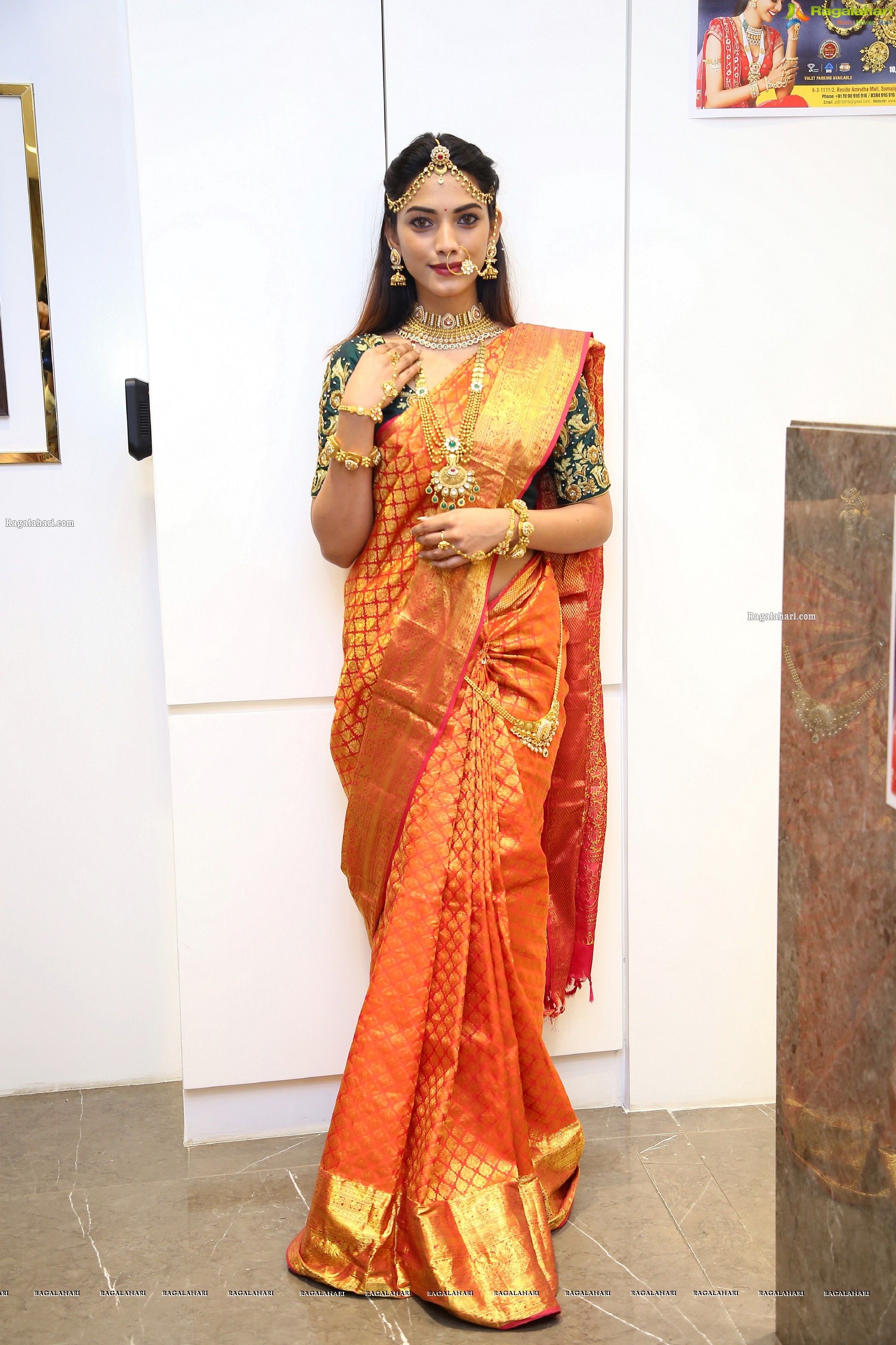 Harshini Balla in Traditional Red Saree and Jewellery, HD Photo Gallery