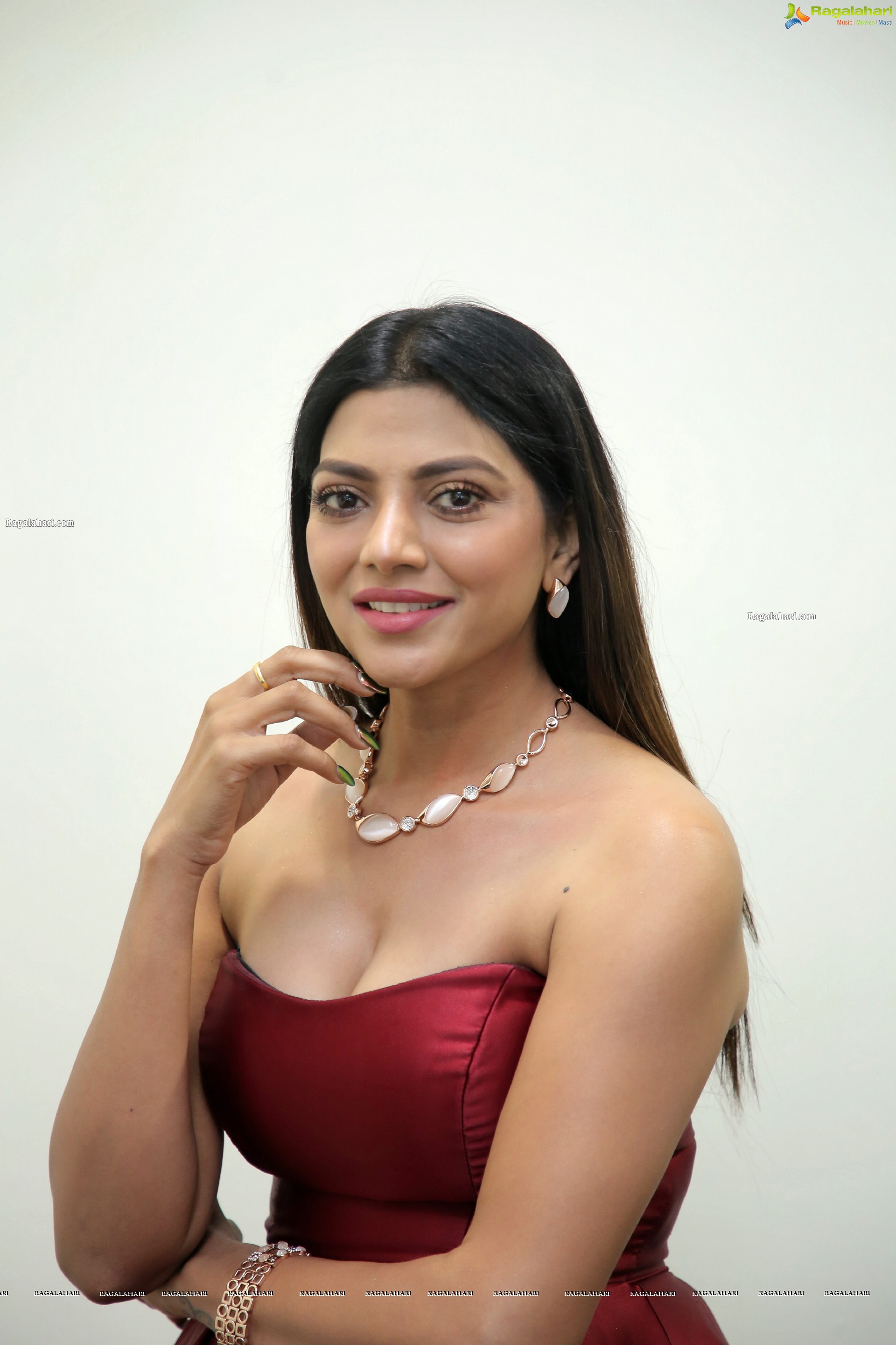 Lahari Shari in Red Off Shoulder Dress, HD Photo Gallery