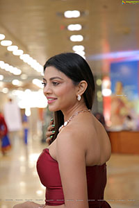 Lahari Shari in Red Off Shoulder Dress