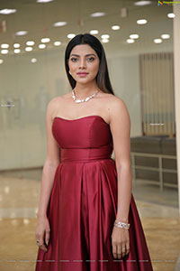 Lahari Shari in Red Off Shoulder Dress