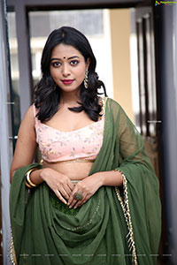 Rittika Chakraborty in Green Designer Lehenga