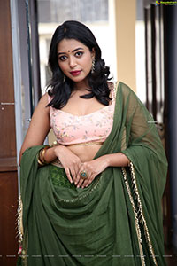 Rittika Chakraborty in Green Designer Lehenga