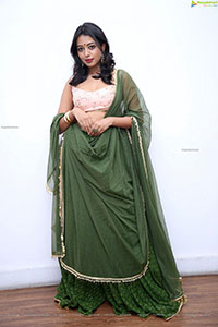 Rittika Chakraborty in Green Designer Lehenga