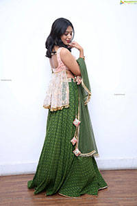 Rittika Chakraborty in Green Designer Lehenga