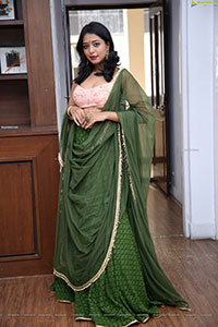 Rittika Chakraborty in Green Designer Lehenga