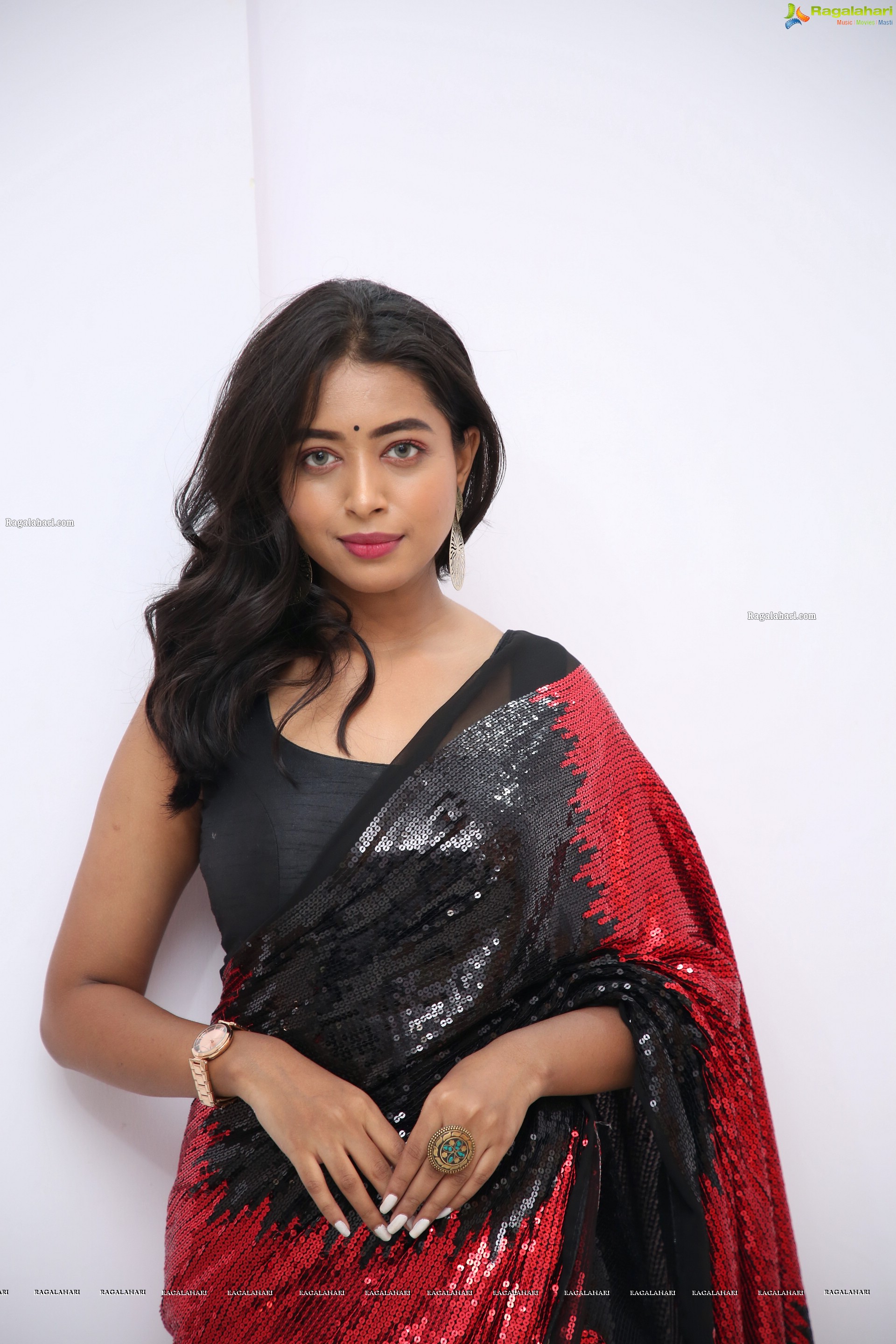 Rittika Chakraborty in Black and Red Saree, HD Photo Gallery