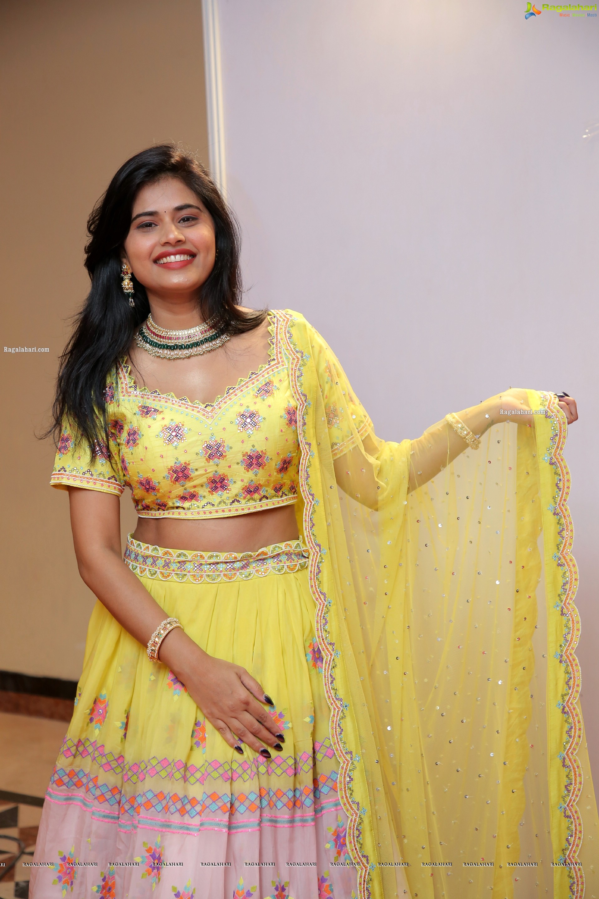 Sahasra Reddy in Yellow Lehenga Choli, HD Photo Gallery