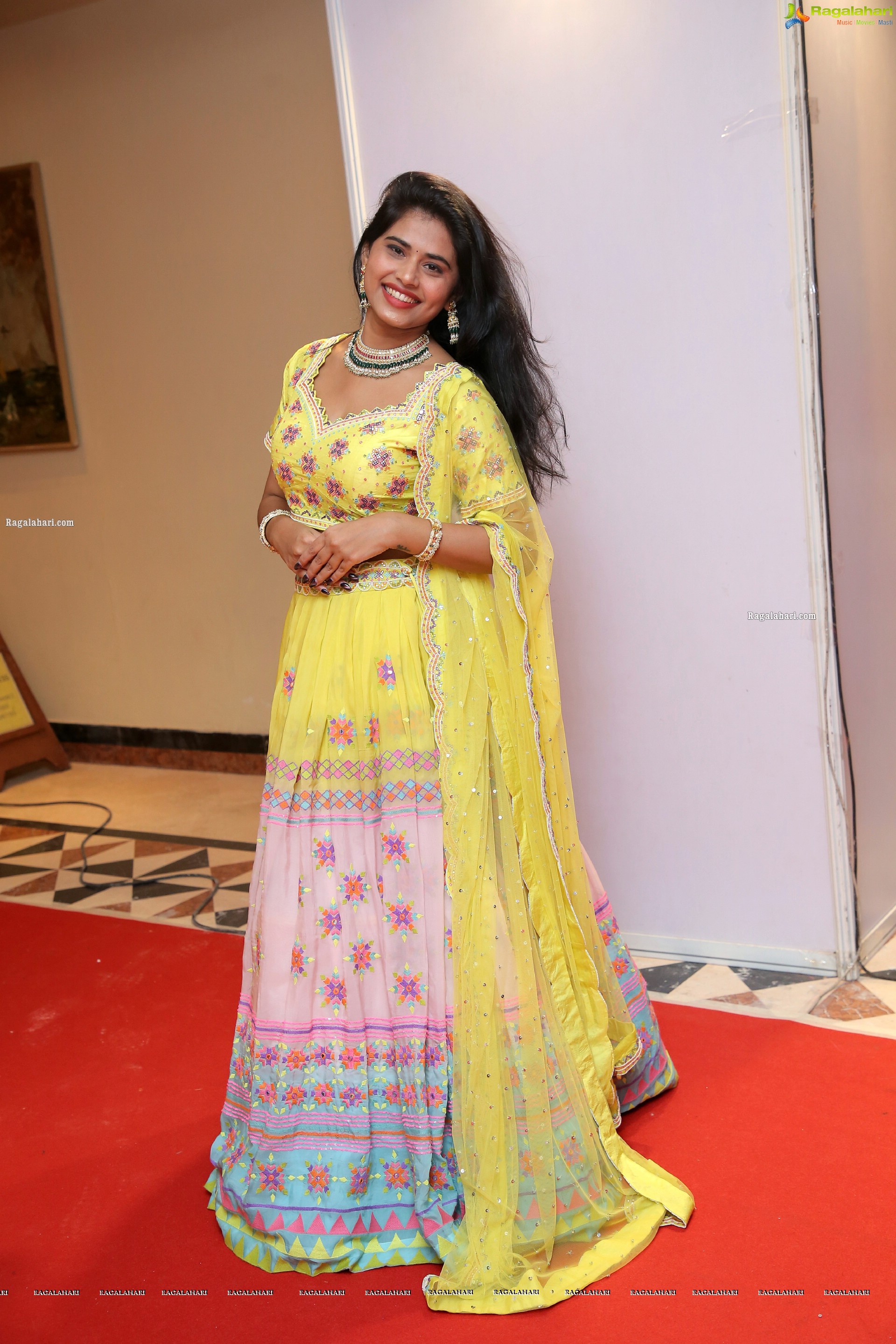 Sahasra Reddy in Yellow Lehenga Choli, HD Photo Gallery