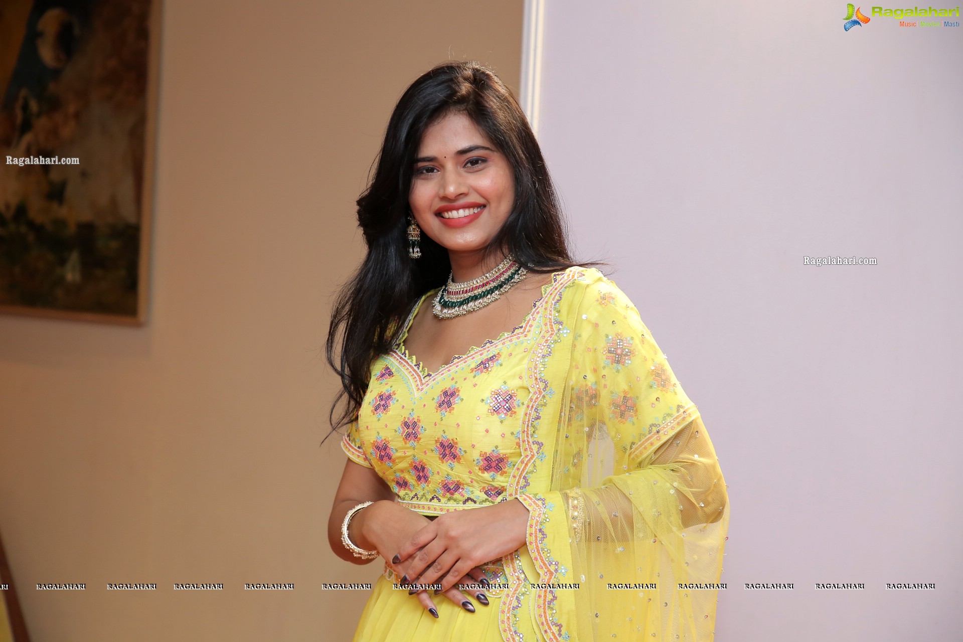 Sahasra Reddy in Yellow Lehenga Choli, HD Photo Gallery