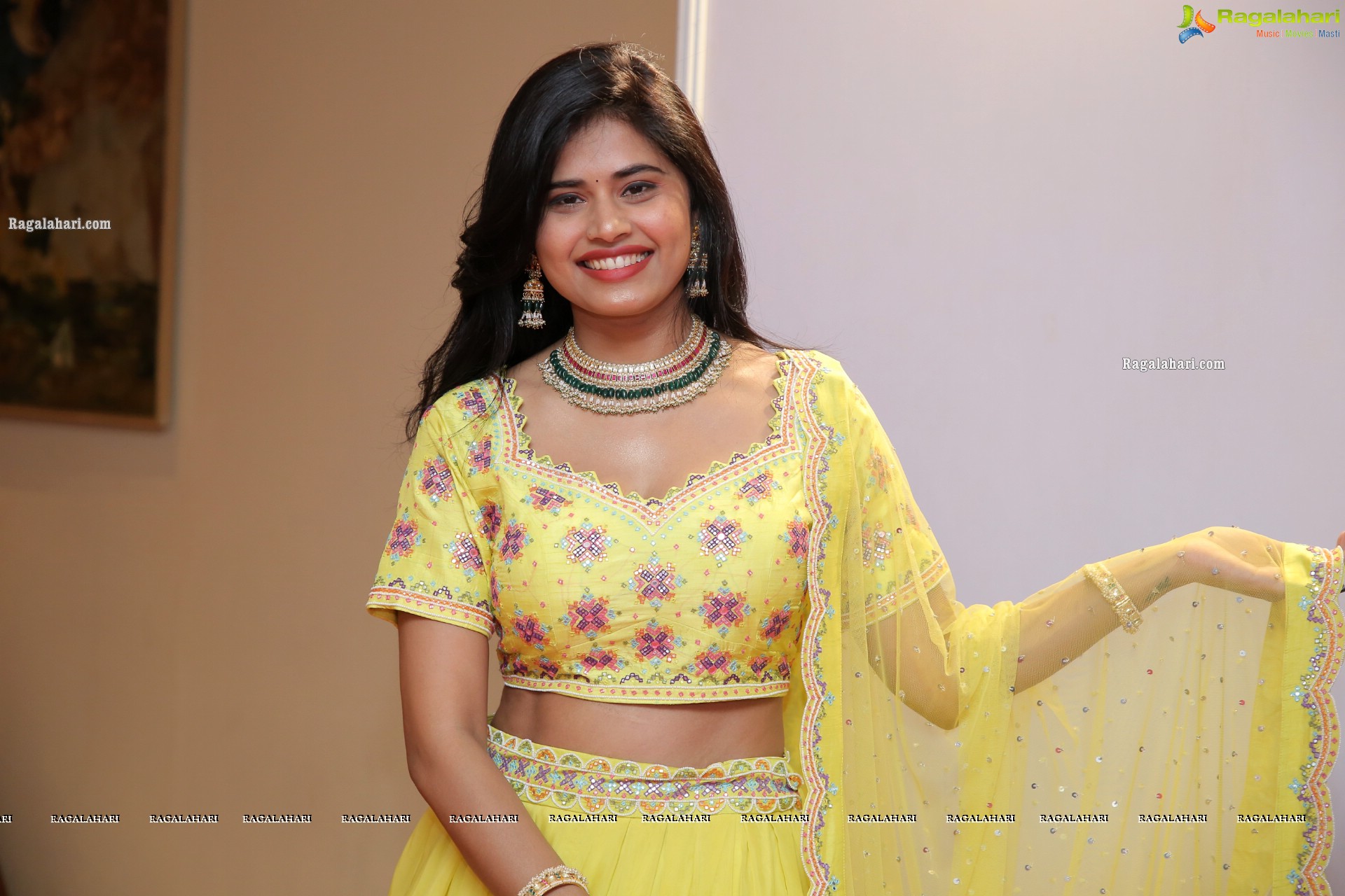 Sahasra Reddy in Yellow Lehenga Choli, HD Photo Gallery