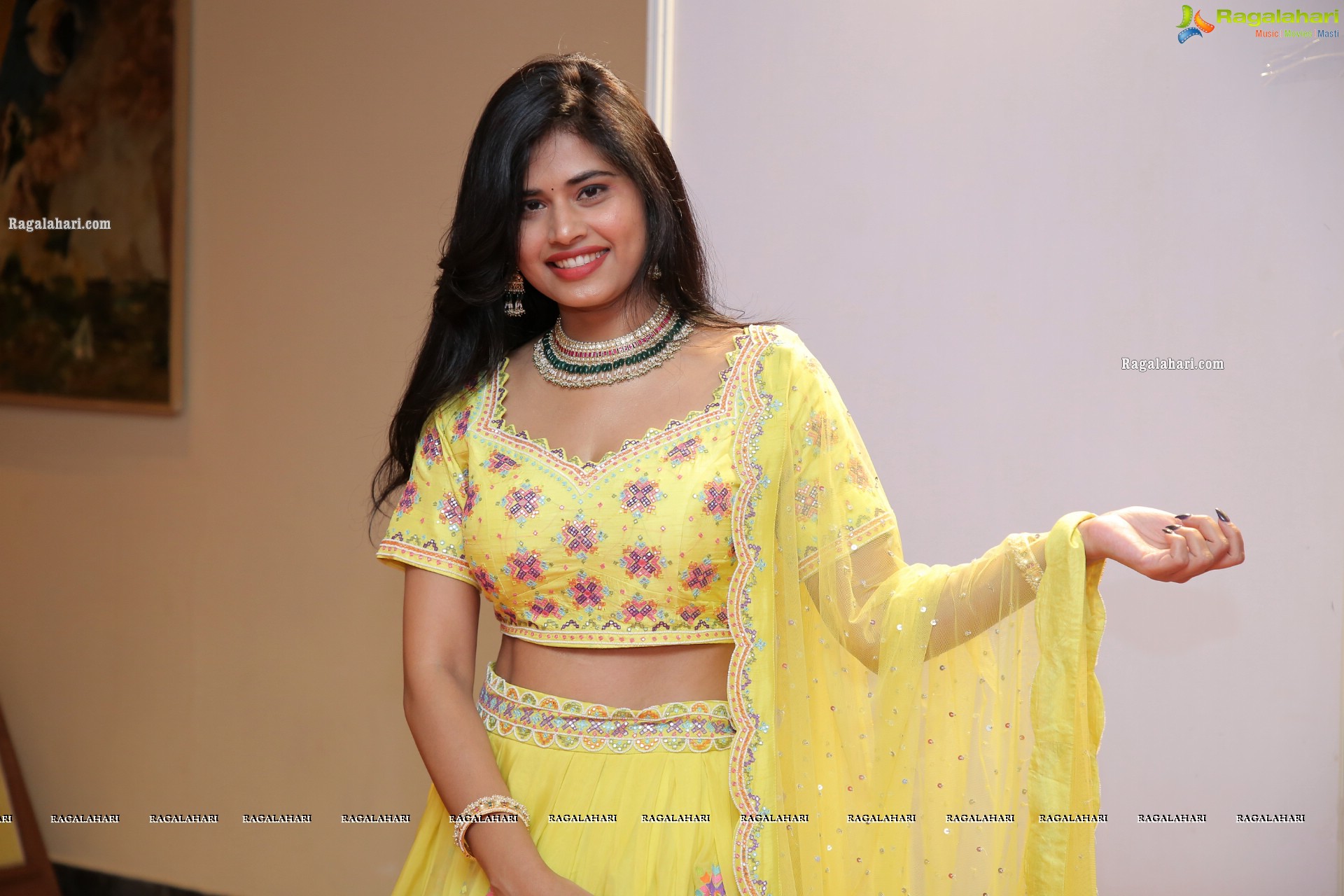 Sahasra Reddy in Yellow Lehenga Choli, HD Photo Gallery