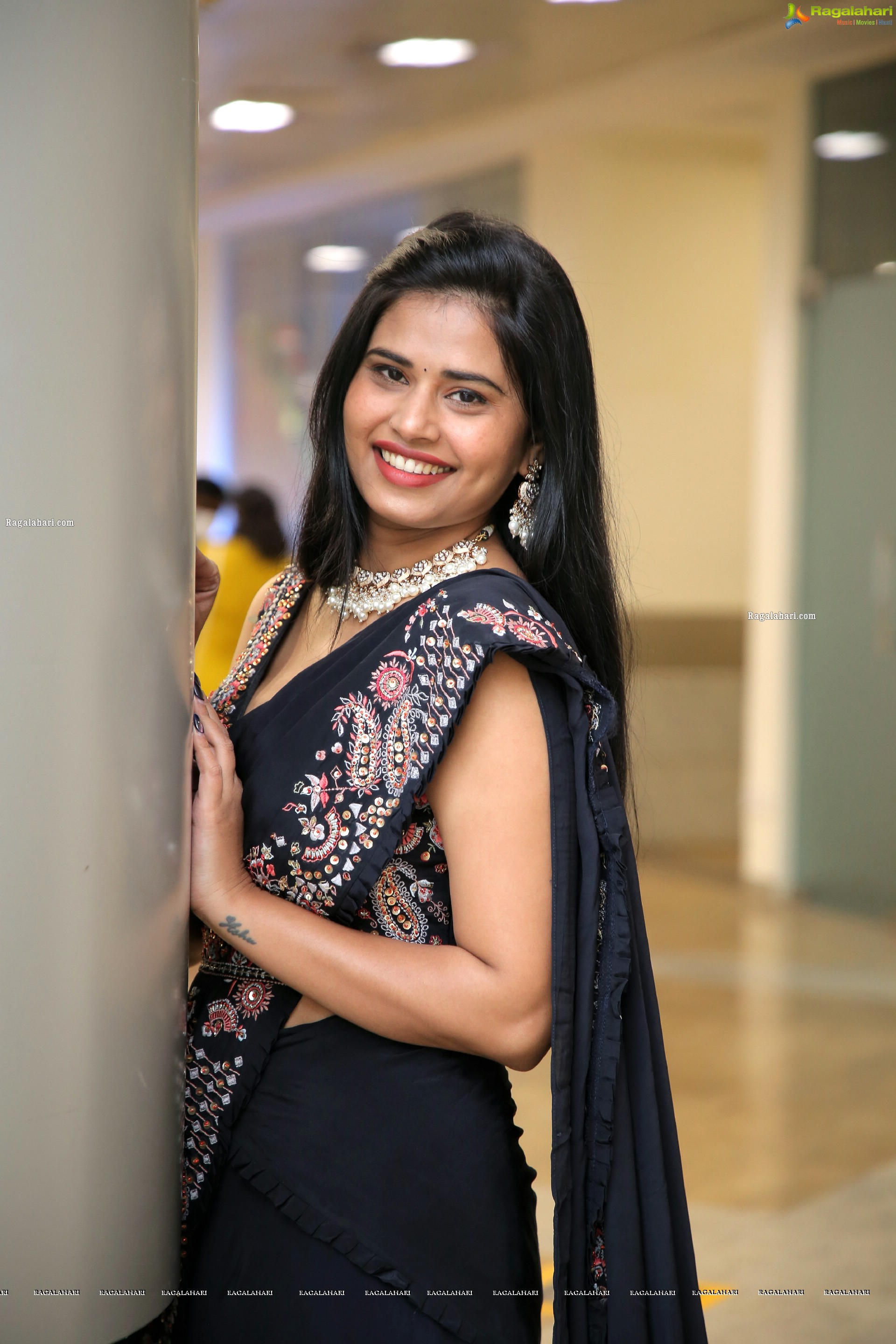 Sahasra Reddy in Black Designer Lehenga Choli, HD Photo Gallery