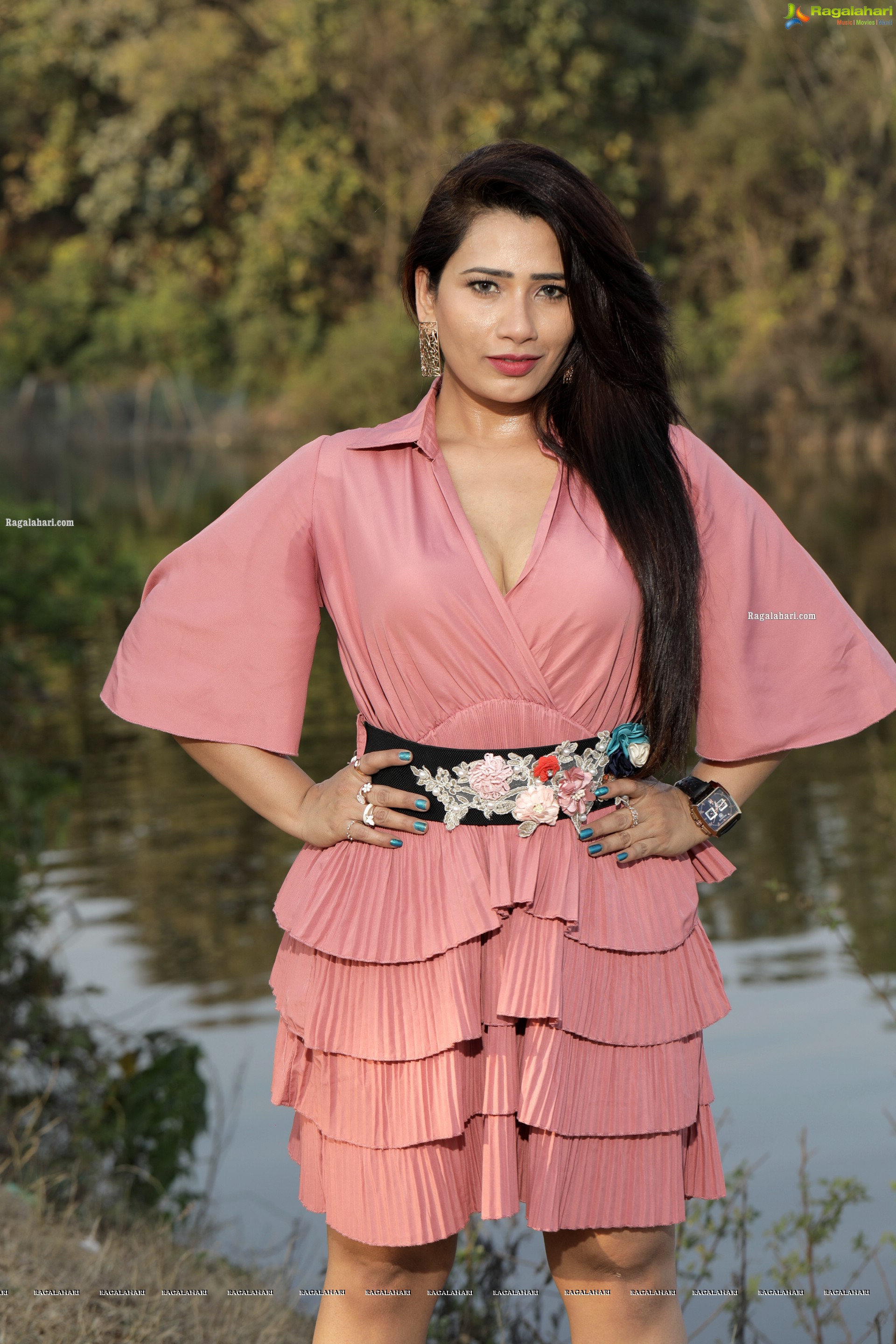 Sanjana Naidu in Dusty Pink Ruffle Dress, HD Photo Gallery