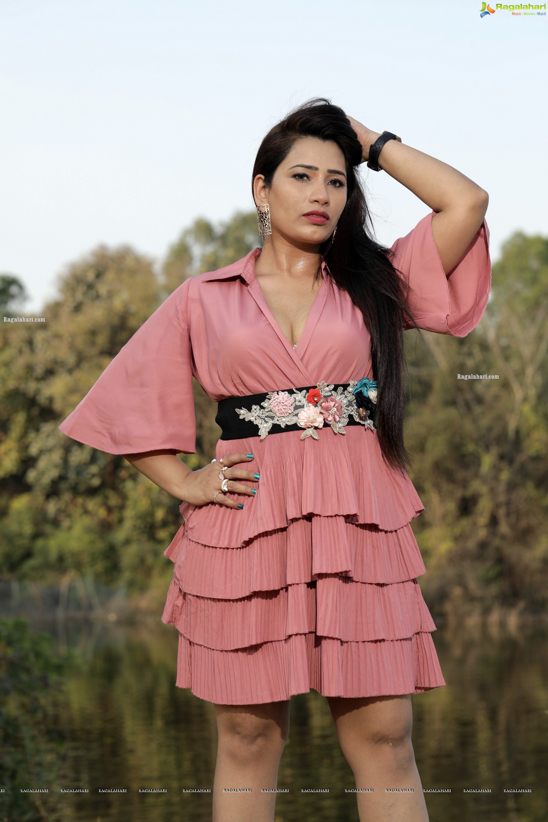 Sanjana Naidu in Dusty Pink Ruffle Dress, HD Photo Gallery