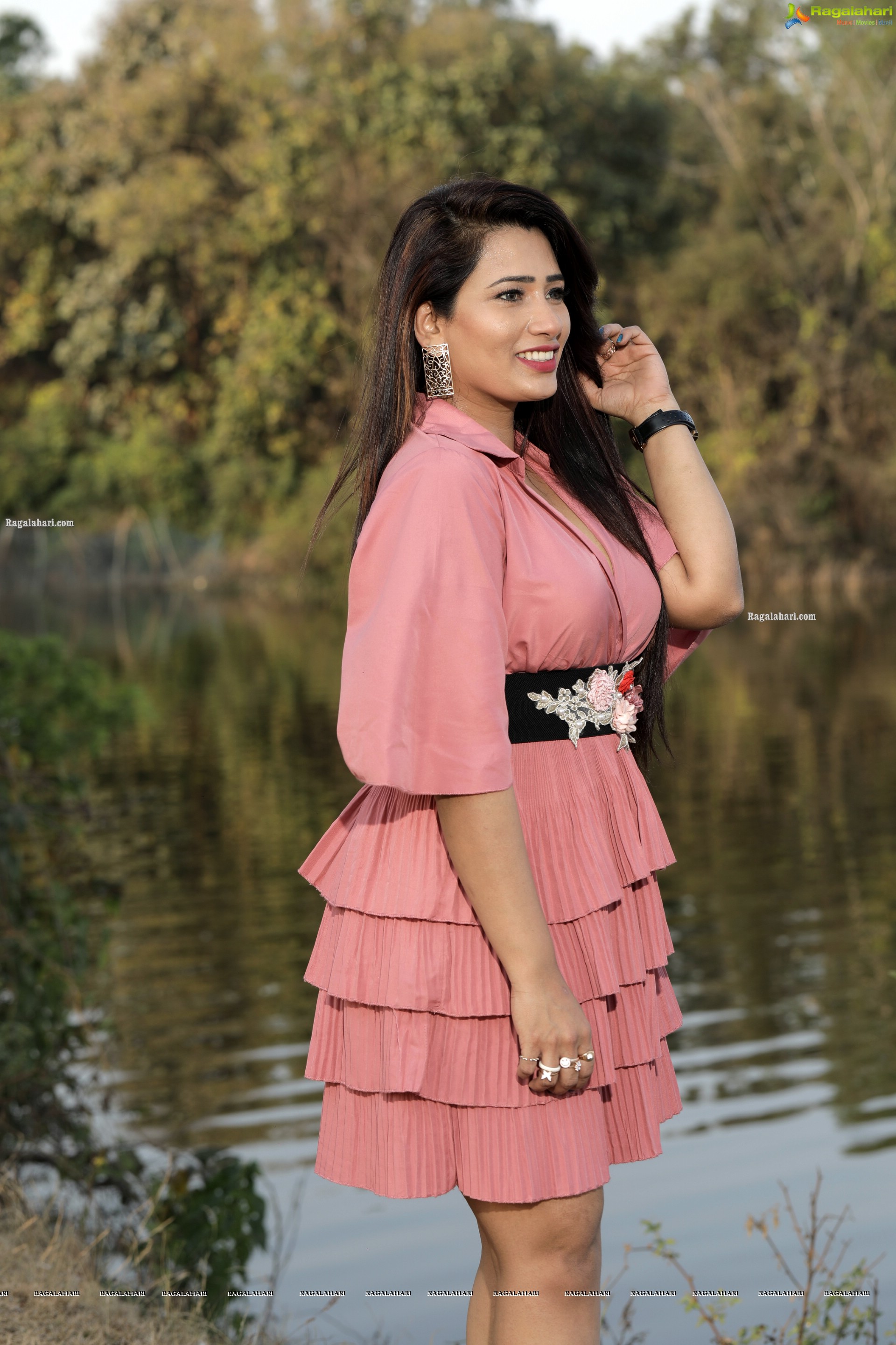 Sanjana Naidu in Dusty Pink Ruffle Dress, HD Photo Gallery