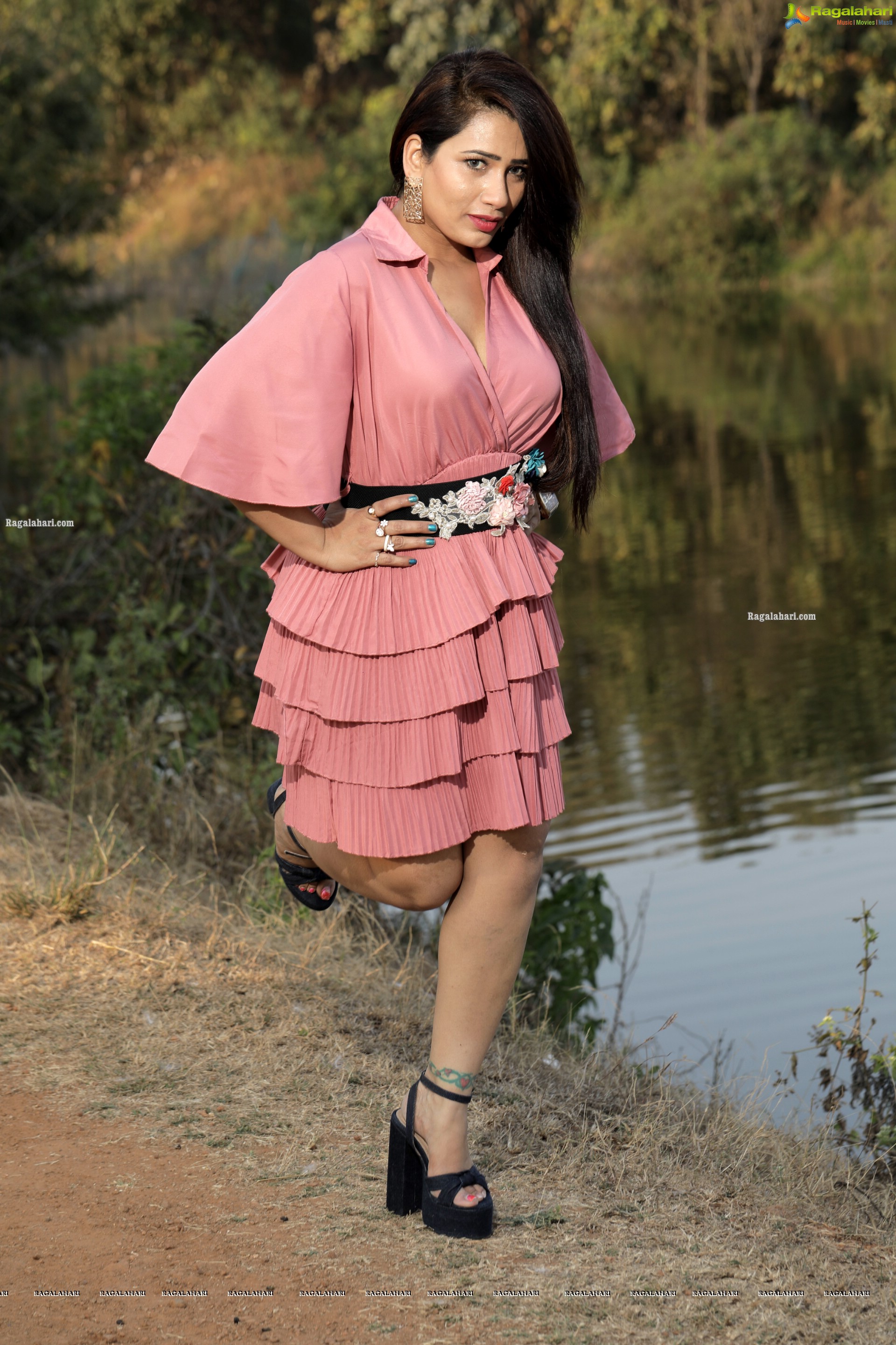 Sanjana Naidu in Dusty Pink Ruffle Dress, HD Photo Gallery