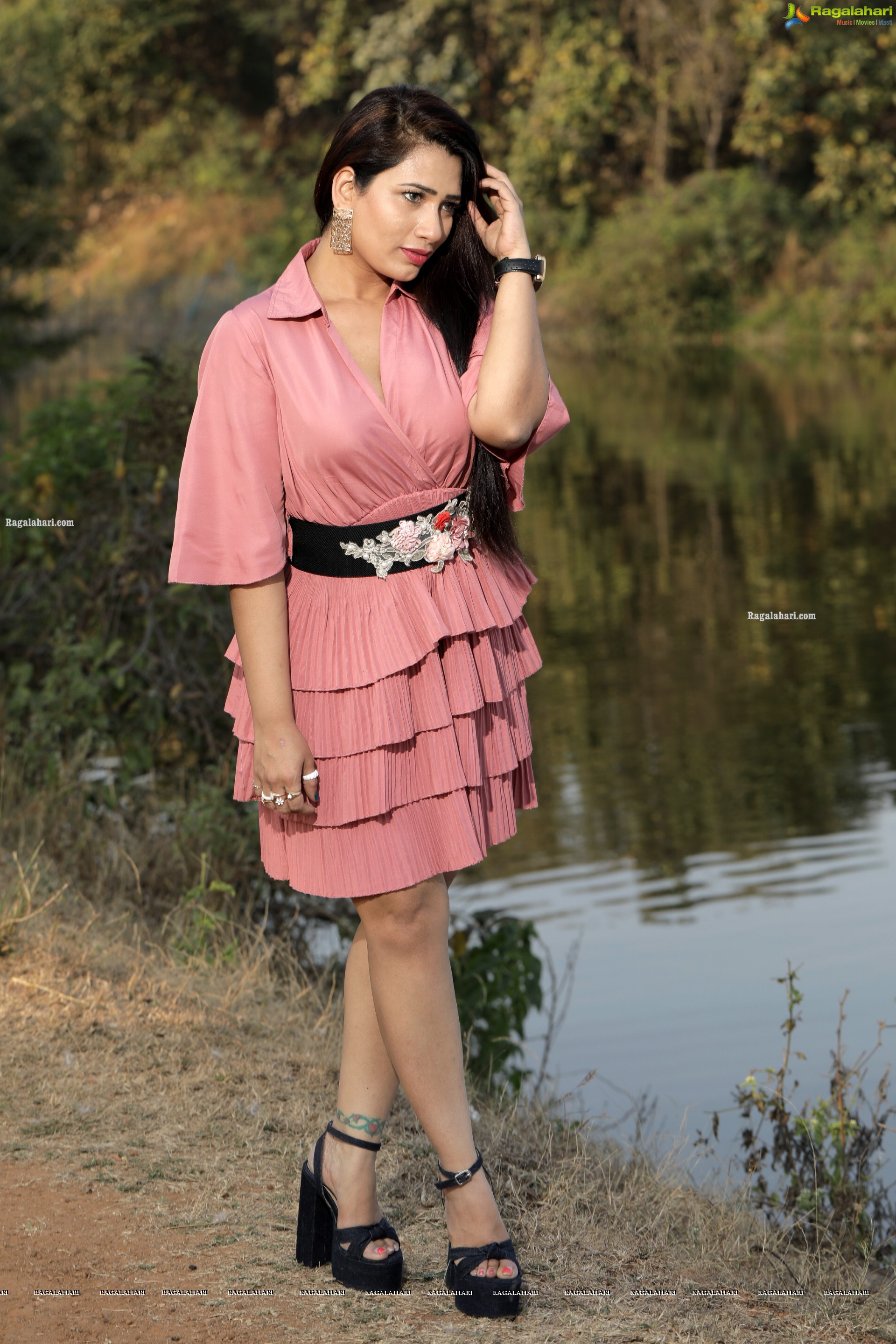 Sanjana Naidu in Dusty Pink Ruffle Dress, HD Photo Gallery