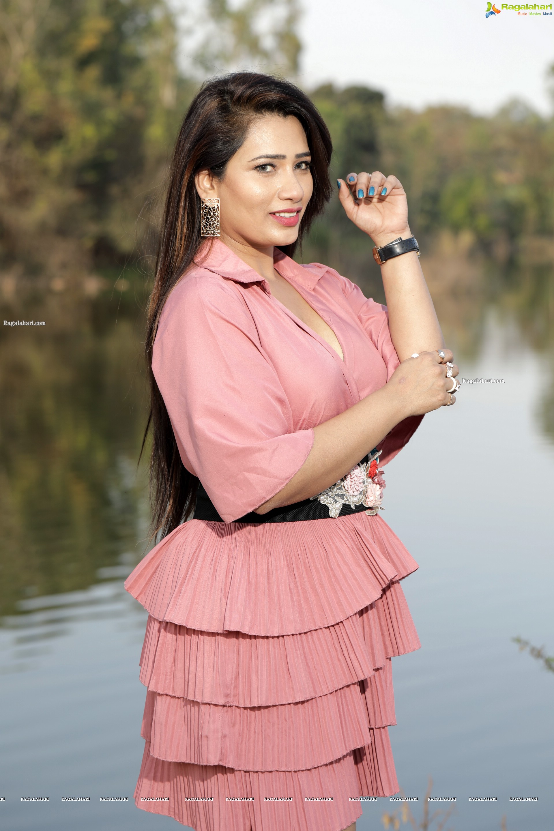 Sanjana Naidu in Dusty Pink Ruffle Dress, HD Photo Gallery