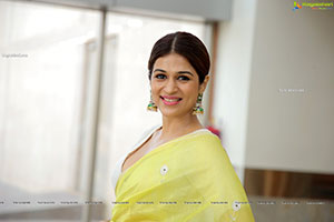 Shraddha Das in Lime Green Saree