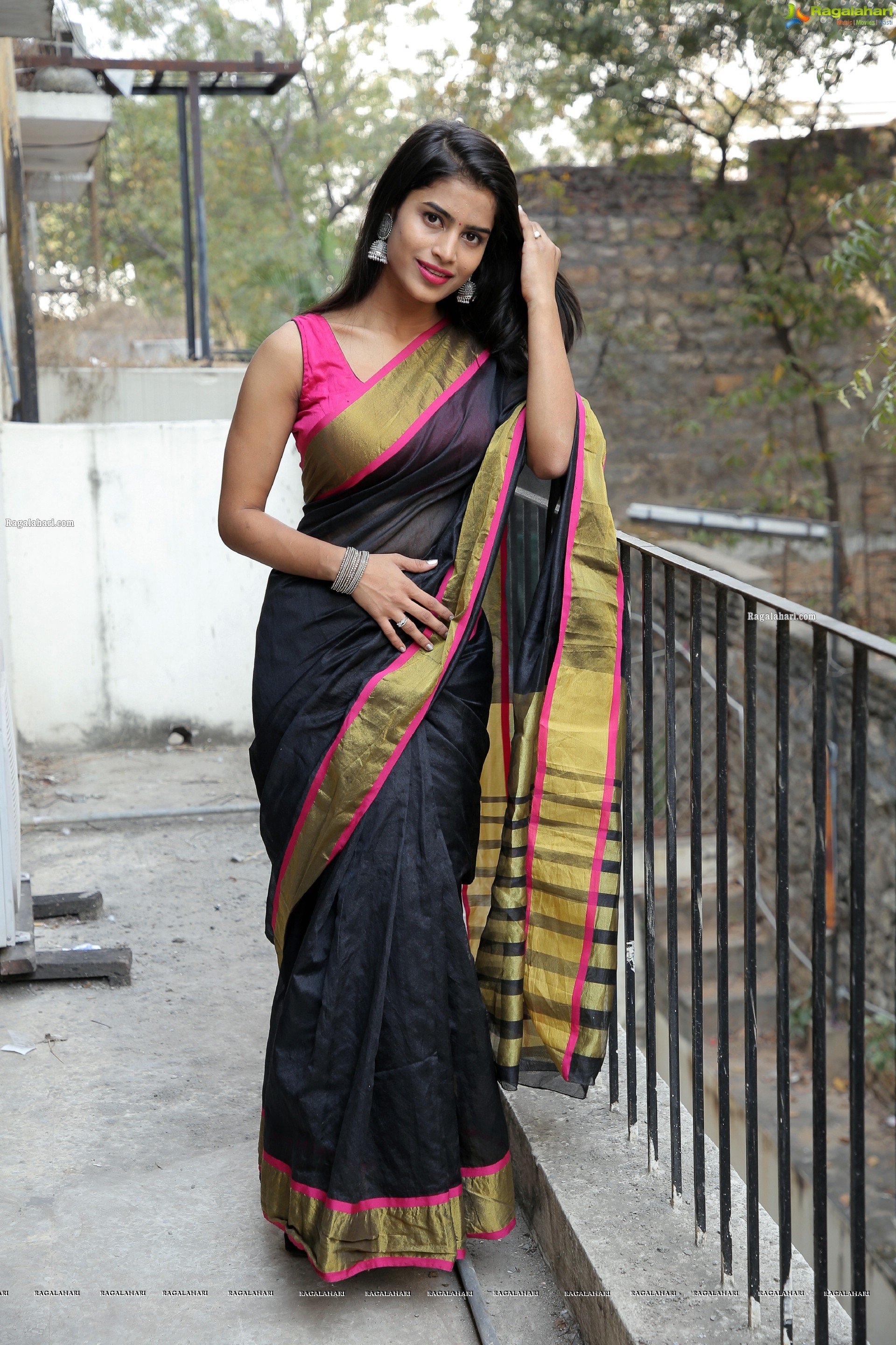 Srilekha Stills in Black Saree, HD Photo Gallery