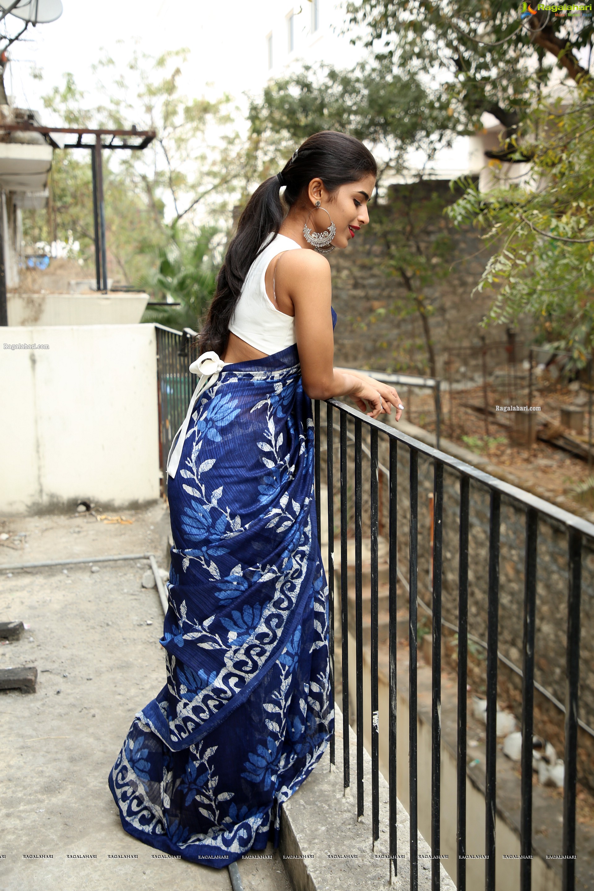 Srilekha in Blue Saree, HD photo Gallery