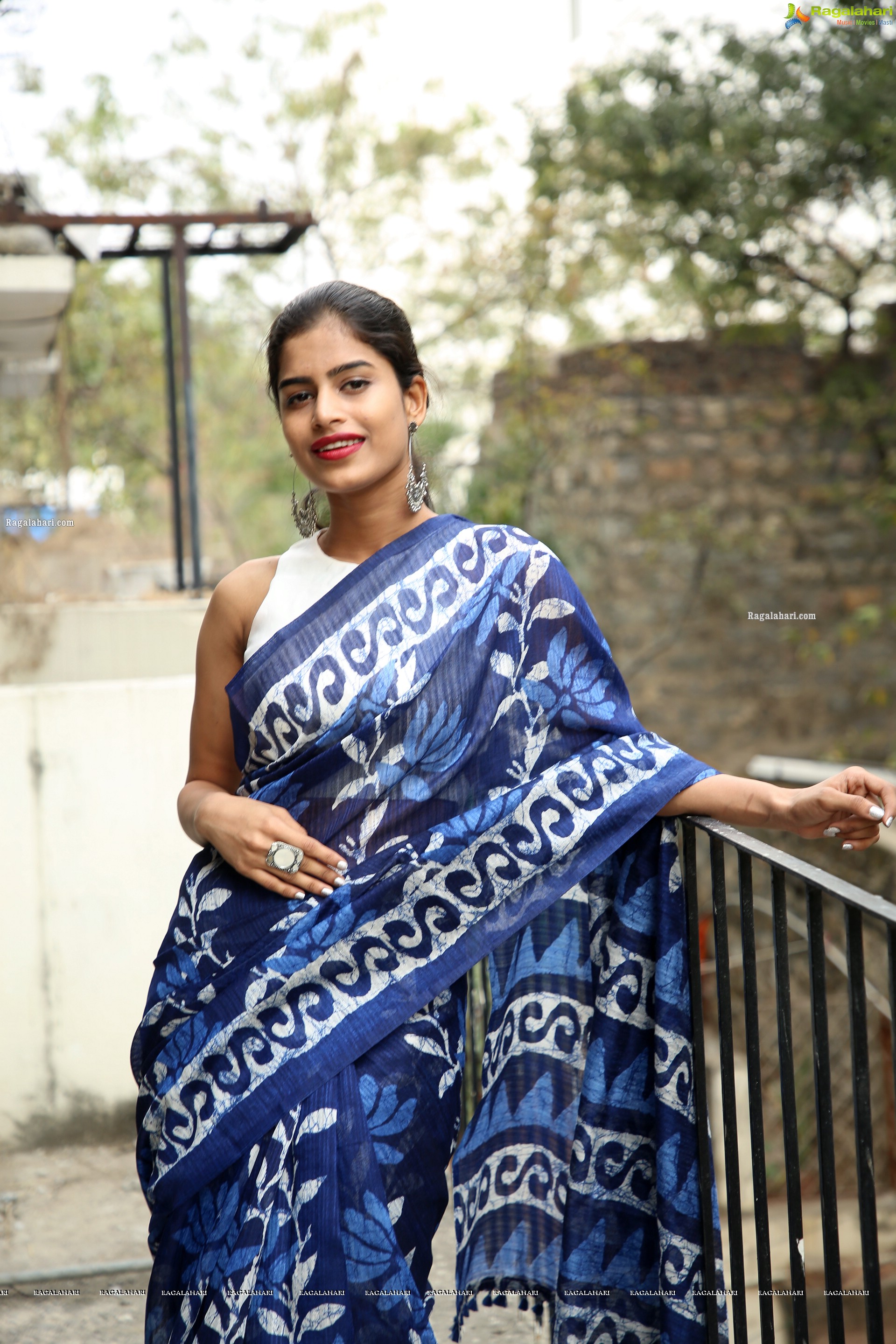 Srilekha in Blue Saree, HD photo Gallery