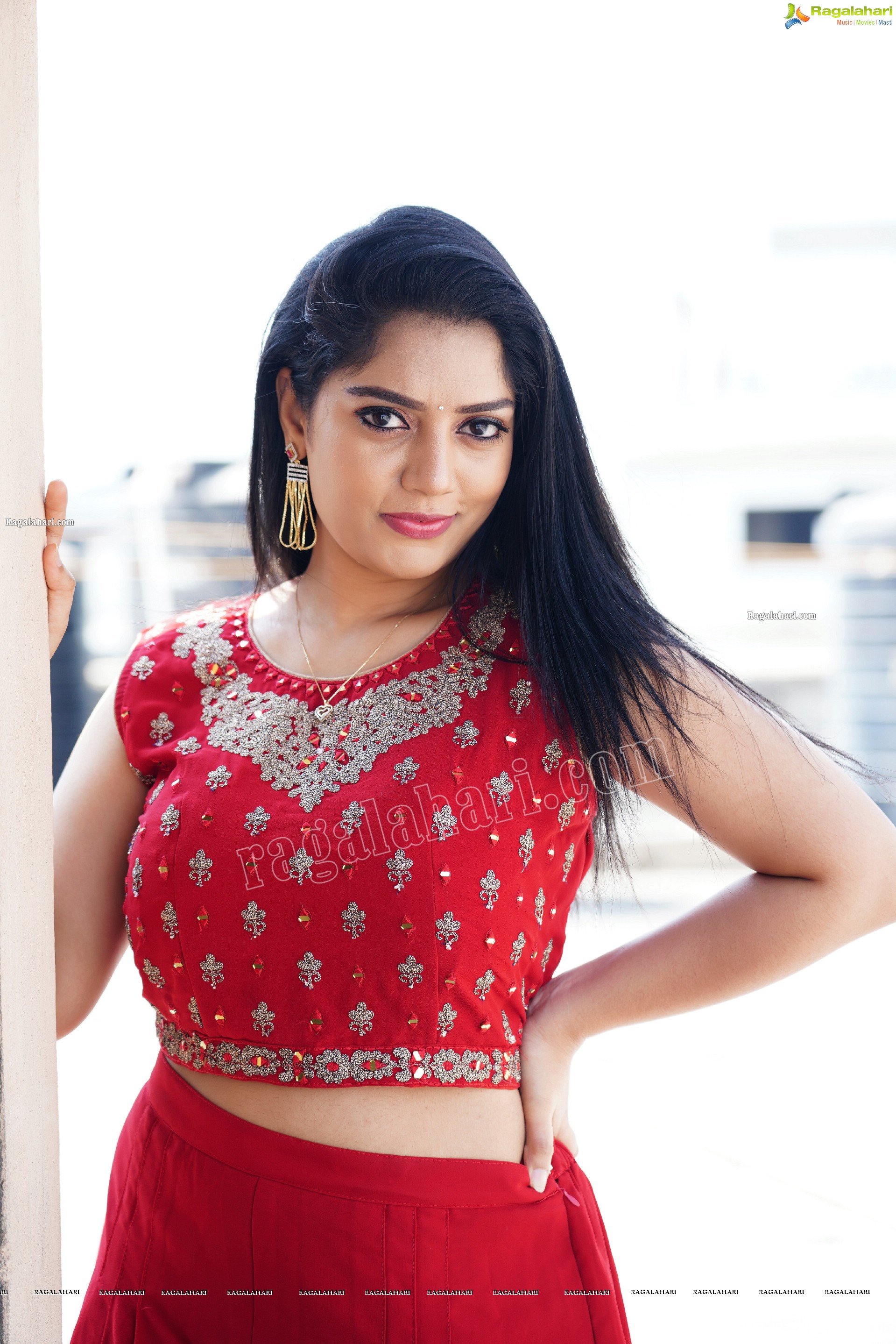 Aadhya Paruchuri in Red Crop Top and Palazzo, Exclusive Photoshoot