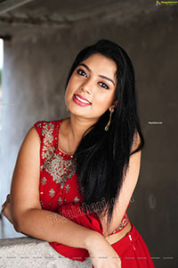 Aadhya Paruchuri in Red Crop Top and Palazzo