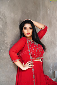 Aadhya Paruchuri in Red Crop Top and Palazzo