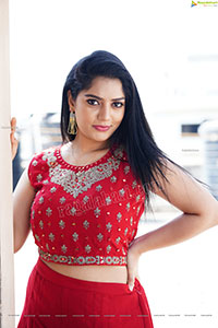 Aadhya Paruchuri in Red Crop Top and Palazzo