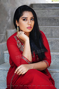 Aadhya Paruchuri in Red Crop Top and Palazzo