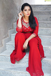 Aadhya Paruchuri in Red Crop Top and Palazzo