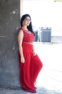 Aadhya Paruchuri in Red Crop Top and Palazzo