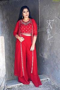 Aadhya Paruchuri in Red Crop Top and Palazzo